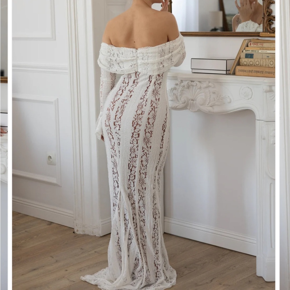 Elegant Off-Shoulder White Lace Dress